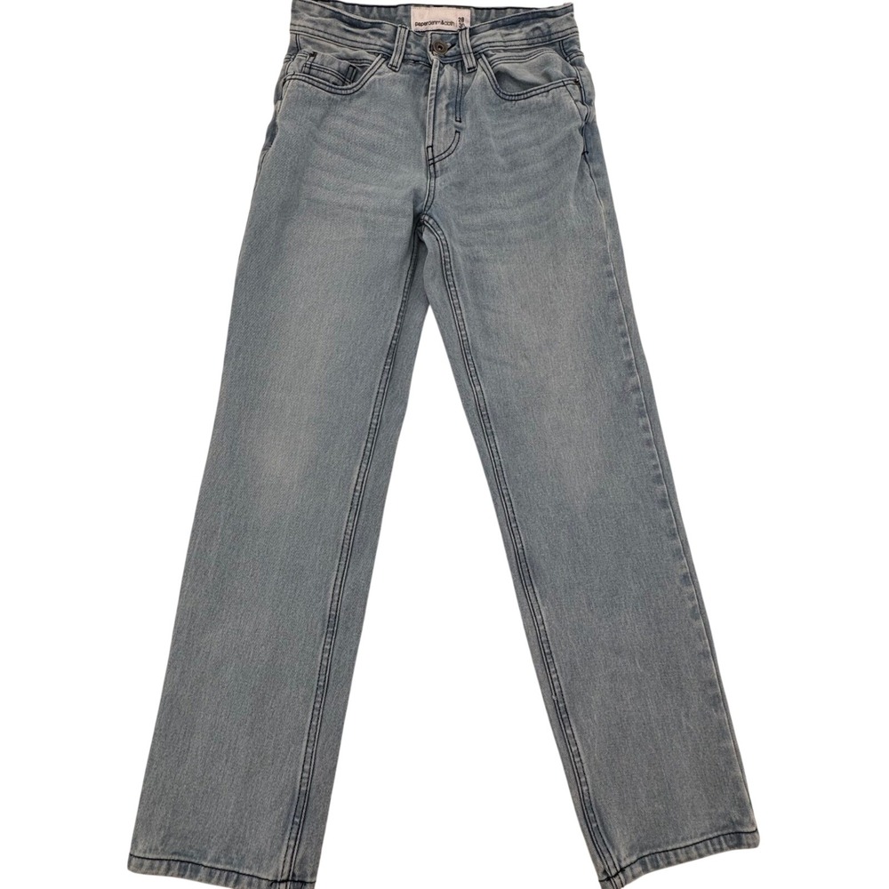Paperdenim&cloth Mens Straight Leg, Light Wash Soft 100% Cotton Jeans 28x30